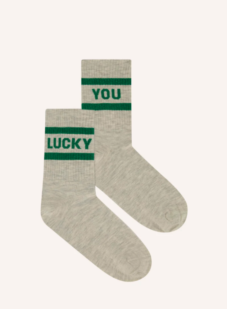 Lucky sparkle grey socks 10 groen