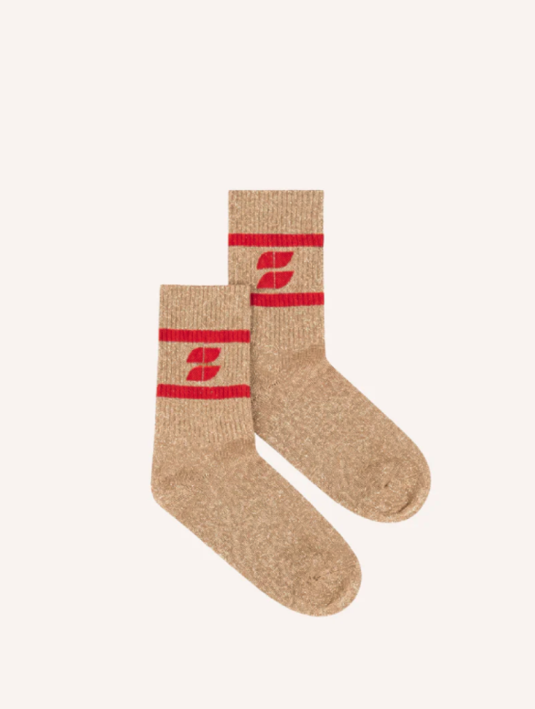 Logo glitter socks 305 poppy red