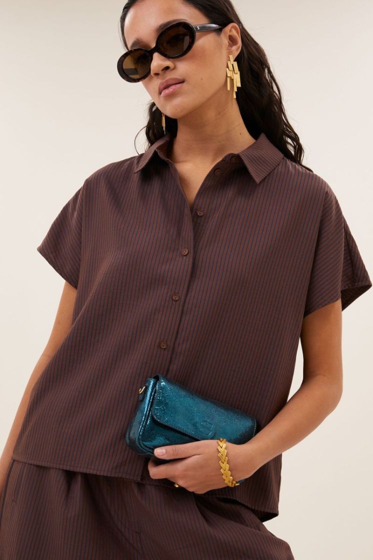 Barley tan stripe blouse 5 bruin