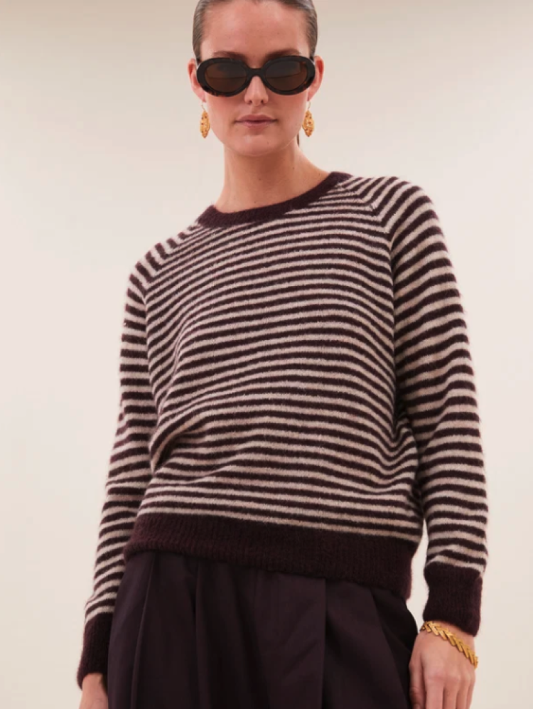 Sally stripe pullover burgundy crush 