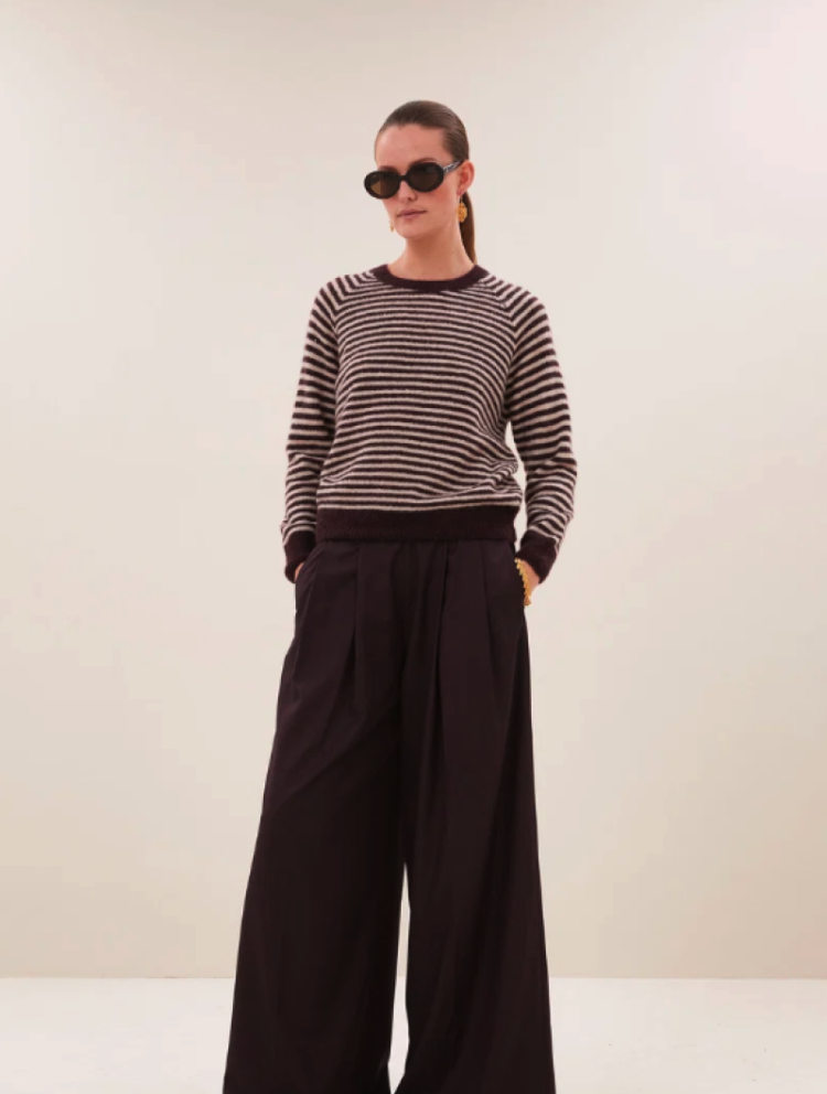 Sally stripe pullover burgundy crush 