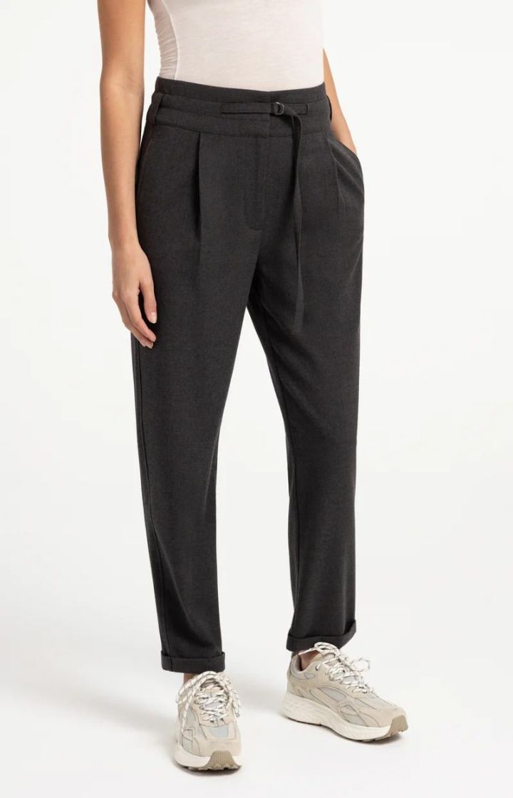 High Waist trousers with belt Hole black mela